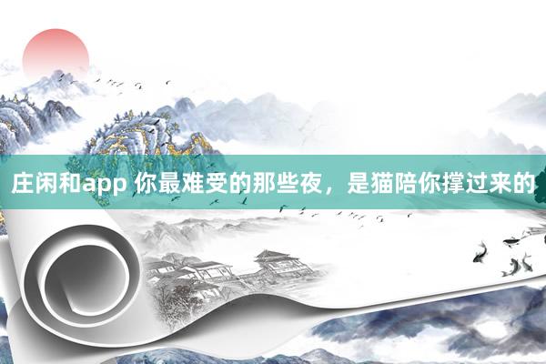 庄闲和app 你最难受的那些夜，是猫陪你撑过来的