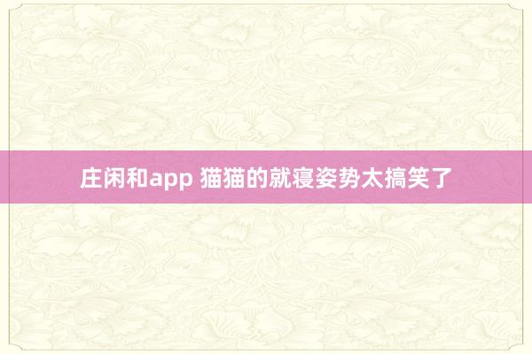 庄闲和app 猫猫的就寝姿势太搞笑了