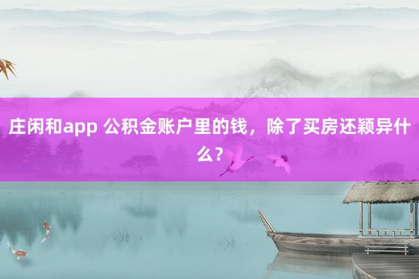 庄闲和app 公积金账户里的钱，除了买房还颖异什么？