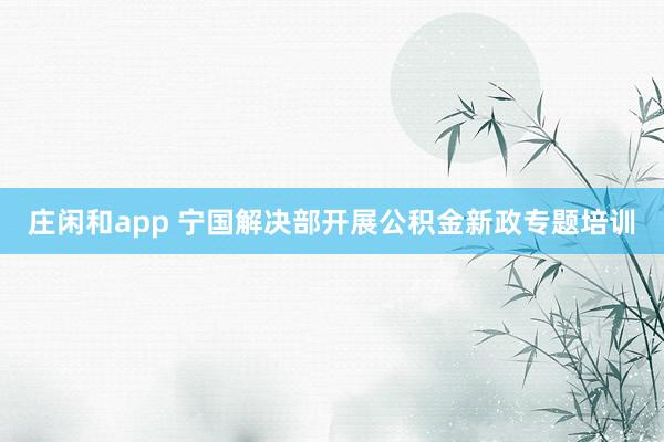 庄闲和app 宁国解决部开展公积金新政专题培训