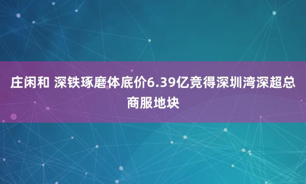 庄闲和 深铁琢磨体底价6.39亿竞得深圳湾深超总商服地块