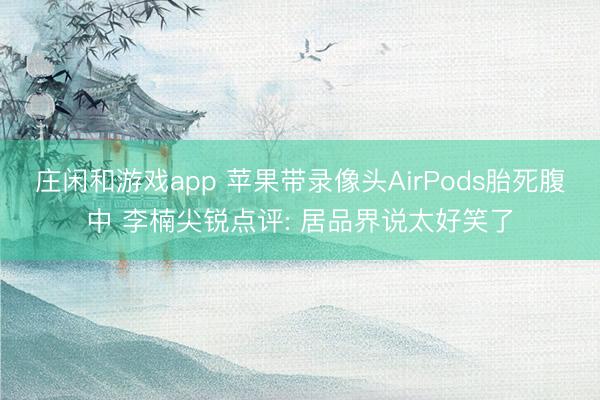 庄闲和游戏app 苹果带录像头AirPods胎死腹中 李楠尖锐点评: 居品界说太好笑了